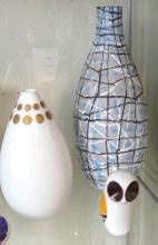 THREE VASES, DISH AND FIGURINE