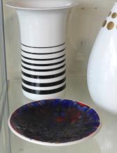 THREE VASES, DISH AND FIGURINE