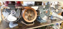 FOUR "TORCAN" INDUSTRIAL TABLE TOP FANS