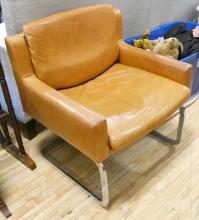 MCM LEATHER LOUNGE CHAIR