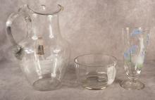 THREE PIECES OF MARY GREGORY GLASS