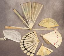 SIX VINTAGE/ANTIQUE HAND FANS