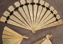 SIX VINTAGE/ANTIQUE HAND FANS