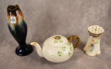 TEAPOT, VASE AND HATPIN HOLDER