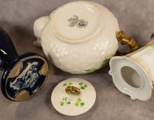 TEAPOT, VASE AND HATPIN HOLDER