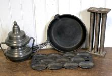 CAST IRON PANS, ETC.