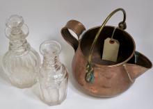 DECANTERS & COPPER POT