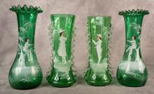 TWO PAIRS OF MARY GREGORY VASES