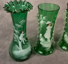 TWO PAIRS OF MARY GREGORY VASES