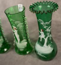 TWO PAIRS OF MARY GREGORY VASES
