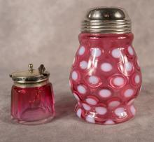 TWO ANTIQUE GLASS CONDIMENTS