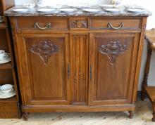 FRENCH MARBLE TOP CONSOLE CABINET