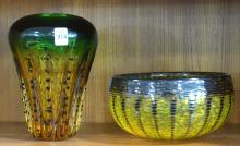 ART GLASS VASE AND BOWL