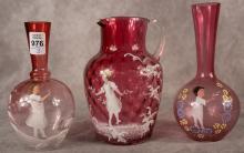 THREE PIECES OF MARY GREGORY GLASS