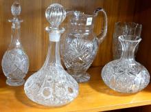 FIVE PIECES OF FINE CUT CRYSTAL
