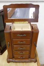 TWO JEWELLERY BOXES AND WALL CABINET