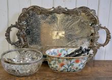 SILVERPLATED TRAY, ETC.