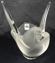 LALIQUE CRYSTAL "DOVES" VASE