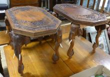 PAIR OF AFRICAN TEAK SIDE TABLES