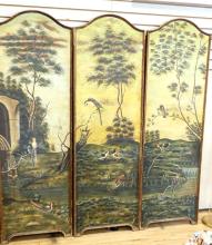 SET OF THREE ANTIQUE PAINTED WALL PANELS