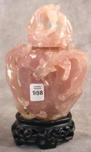 CHINESE PINK QUARTZ URN