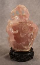 CHINESE PINK QUARTZ URN