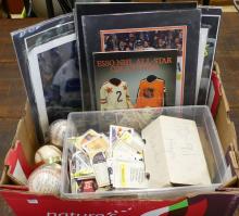 BASKETBALL CARDS, BASEBALLS AND PRINTS