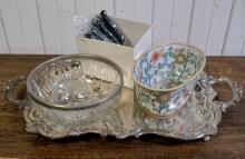 SILVERPLATED TRAY, ETC.