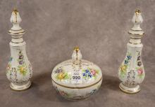 THREE-PIECE FRENCH PORCELAIN DRESSER SET