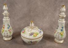 THREE-PIECE FRENCH PORCELAIN DRESSER SET