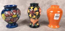 THREE MOORCROFT POTTERY VASES