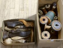 SHOE FORMS AND SEWING SPOOLS