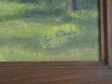 FRAMED "LOG CABIN" OIL PAINTING