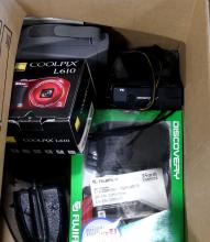 TWO BOXES OF TOOLS AND CAMERAS