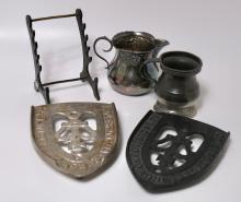 TRIVETS, PEN STAND, PEWTER