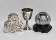 HALLBERG SILVER GOBLET, ETC.