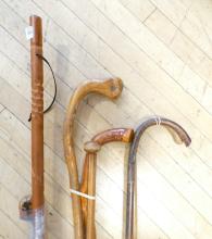 SEVEN WOODEN WALKING STICKS