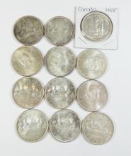 12 CANADIAN SILVER DOLLARS