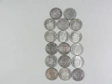 17 CANADIAN SILVER 50-CENT COINS