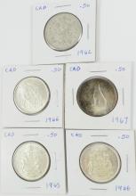 10 CANADIAN SILVER 50-CENTS